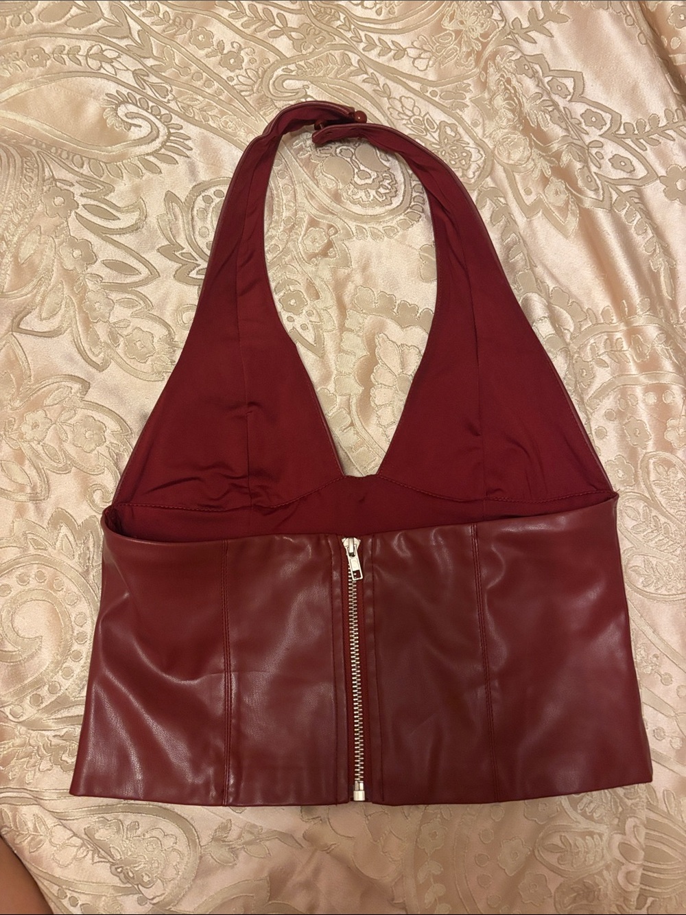Burgundy Leather Top - Picture 3 of 4